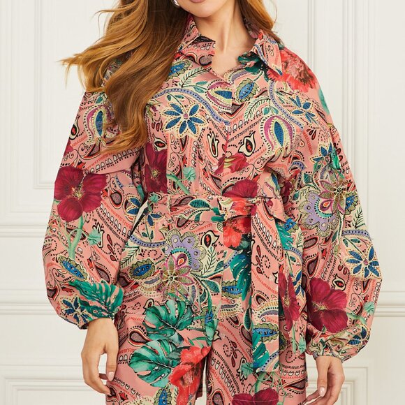 NWT MARCIANO BY GUESS Women's Amazonia Daydream Shirt in Size 4 - Picture 1 of 6